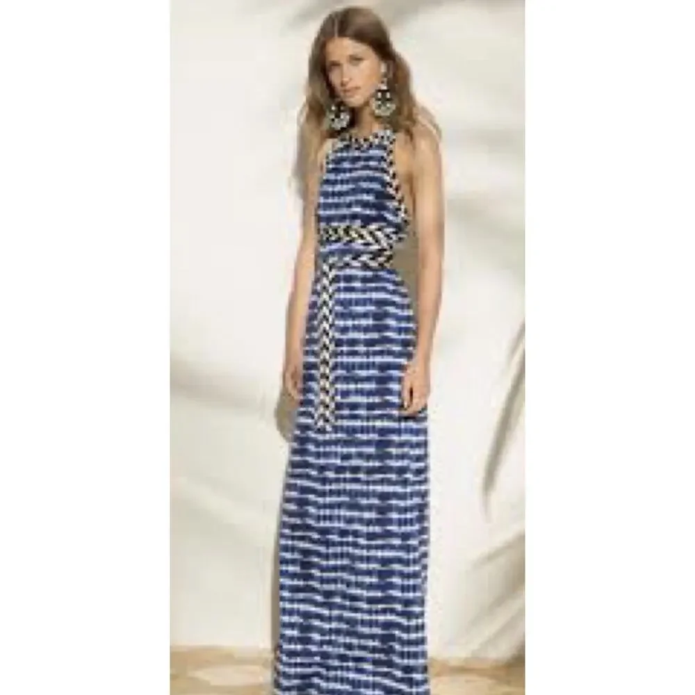 Tory burch sleeveless dress small vacation designer bohemian preppy maxi resort